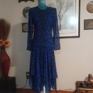 A.J. Bari Royal Blue Long Sleeve Dress